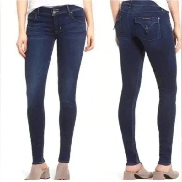 Hudson Collin‎ Skinny Jeans Flap Pocket Dark Wash Denim Low Rise Womens 27 - Picture 2 of 15
